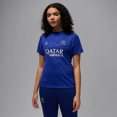 Nike Women's Paris Saint-germain Academy Pro Fourth Jordan Dri-fit Soccer Short-sleeve Pre-match Top In Blue