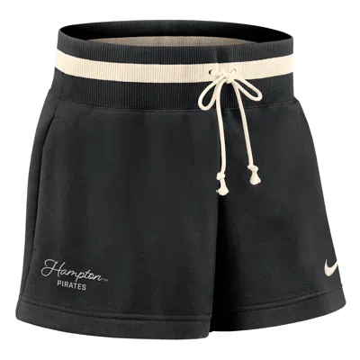 Nike Women's Phoenix Fleece College (hampton University) Mid-rise 4" Shorts In Black
