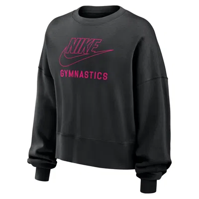 Nike Women's Phoenix Fleece Gymnastics Crew-neck Sweatshirt In Black