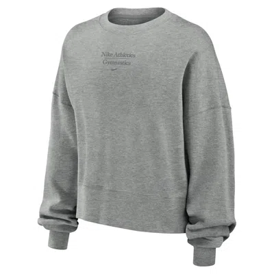 Nike Women's Phoenix Fleece Gymnastics Crew-neck Sweatshirt In Gray