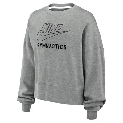 Nike Women's Phoenix Fleece Gymnastics Crew-neck Sweatshirt In Grey