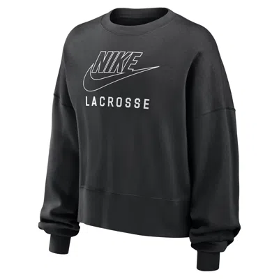 Nike Women's Phoenix Fleece Lacrosse Crew-neck Sweatshirt In Black