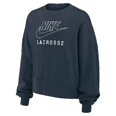 Nike Women's Phoenix Fleece Lacrosse Crew-neck Sweatshirt In Blue