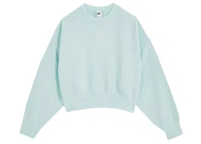 Pre-owned Nike Women's Phoenix Fleece Oversized Crew Sweatshirt In Jade Ice/sail