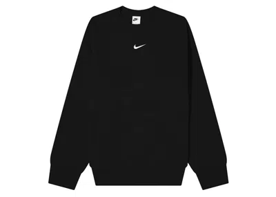 Pre-owned Nike Women's Phoenix Fleece Oversized Crewneck Sweatshirt In Black