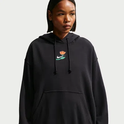 Nike Women's Phoenix Fleece Oversized Pullover Basketball Hoodie In Black