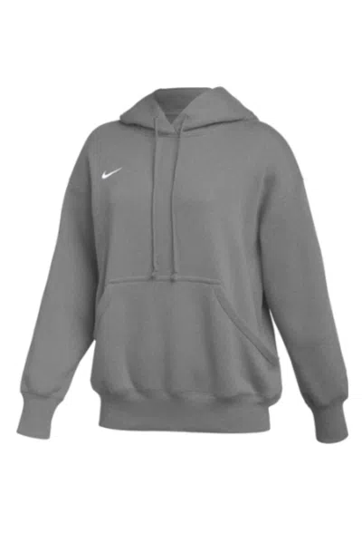 Nike Women's Phoenix Fleece Pullover Hoodie In Dark Heather Grey/white In Gray