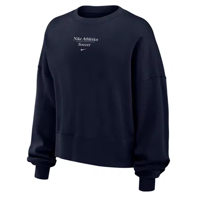 Nike Women's Phoenix Fleece Soccer Crew-neck Sweatshirt In Blue