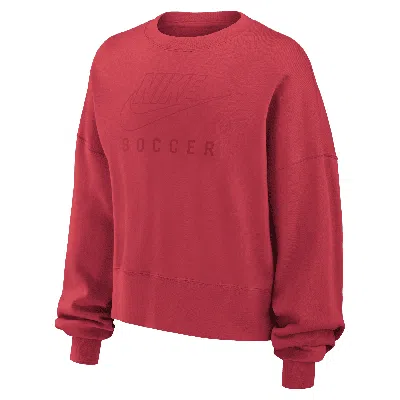 Nike Women's Phoenix Fleece Soccer Crew-neck Sweatshirt In Red