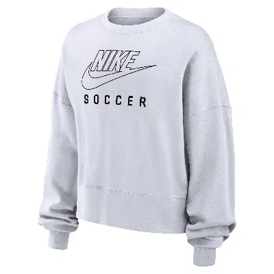 Nike Women's Phoenix Fleece Soccer Crew-neck Sweatshirt In White