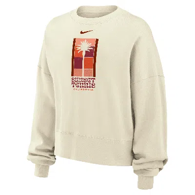 Nike Women's Phoenix Fleece Tennis Crew-neck Sweatshirt In White