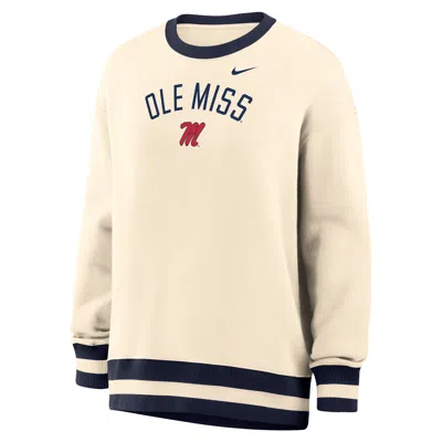 Nike Women's Phoenix (university Of Mississippi) Oversized Crew-neck Sweatshirt In Neutral
