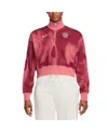 Nike Women's Pink Usmnt Phoenix Fleece Cropped Quarter-zip Jacket In Pink