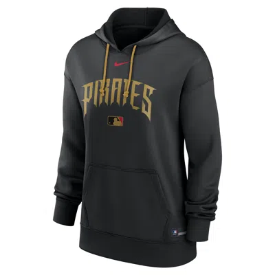 Nike Women's Pittsburgh Pirates Authentic Collection City Connect  Therma Mlb Pullover Hoodie In Black