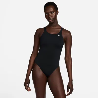 Nike Women's Poly Solid Fastback 1-piece Swimsuit In Black