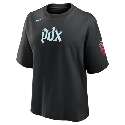 Nike Women's Portland Fire Boxy Cotton T-shirt In Black