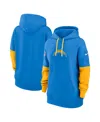 Nike Women's Powder Blue/gold Los Angeles Chargers 2024 Sideline Essential Fleece Pullover Hoodie In Powder Blue,gold