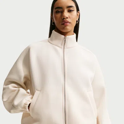 Nike Women's Pregame Fleece Oversized Track Jacket In White