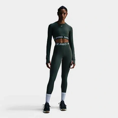 Nike Women's Pro 365 Dri-fit Cropped Long-sleeve T-shirt In Vintage Green