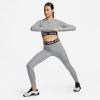 Nike Women's  Pro Dri-fit Cropped Long-sleeve Top In Smoke Grey/heather 