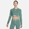 Nike Women's  Pro Dri-fit Cropped Long-sleeve Top In Green