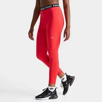Nike Women's Pro 365 High-waisted 7/8 Mesh Panel Leggings In Light Crimson/white