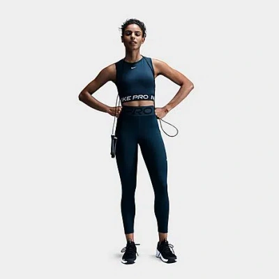 Nike Women's Pro Dri-fit Crop Tank In Armory Navy/white
