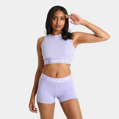 Nike Women's Pro Dri-fit Crop Tank In Lilac Ice/white