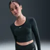 Nike Women's  Pro Dri-fit Cropped Long-sleeve Top In Green