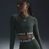 Nike Women's  Pro Dri-fit Cropped Long-sleeve Top In Green