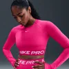 Nike Women's  Pro Dri-fit Cropped Long-sleeve Top In Pink