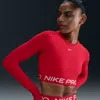 Nike Women's  Pro Dri-fit Cropped Long-sleeve Top In Red
