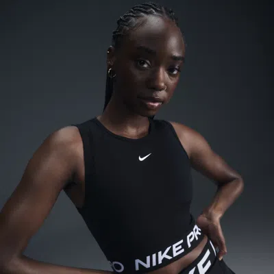 Nike Women's  Pro Dri-fit Cropped Tank Top In Black/white