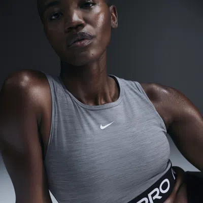 Nike Women's  Pro Dri-fit Cropped Tank Top In Grey