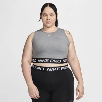 Nike Women's  Pro Dri-fit Cropped Tank Top (plus Size) In Grey