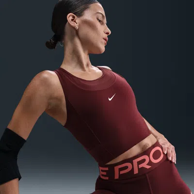 Nike Women's  Pro Dri-fit Cropped Tank Top In Red