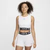 Nike Women's  Pro Dri-fit Cropped Tank Top In White/black