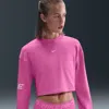 Nike Women's  Pro Dri-fit Loose Crew-neck French Terry Sweatshirt In Pink