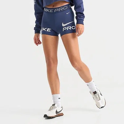 Nike Women's Pro Dri-fit Mid-rise 3" Biker Shorts In Blue