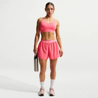 Nike Women's  Pro Dri-fit Mid-rise Brief-lined 3" Woven Shorts In Pink