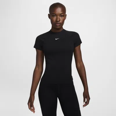 Nike Women's  Pro Dri-fit Short-sleeve Top In Black/white