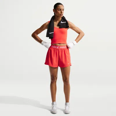 Nike Women's  Pro Dri-fit Mid-rise Brief-lined 3" Woven Shorts In Red