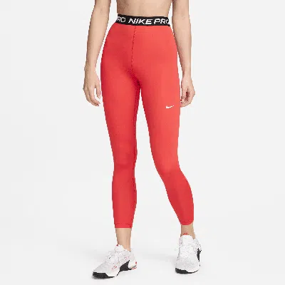 Nike Women's  Pro High-waisted 7/8 Mesh-paneled Leggings In Red