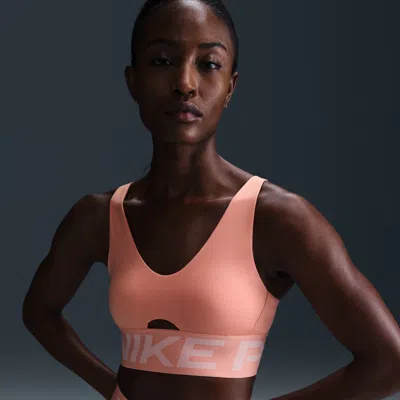Nike Women's  Pro Indy Plunge Medium-support Padded Sports Bra In Orange