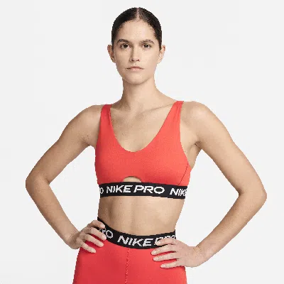 Nike Women's  Pro Indy Plunge Medium-support Padded Sports Bra In Red