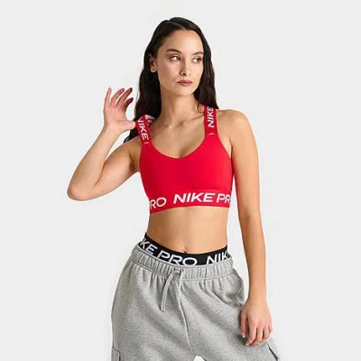 Nike Women's Pro Light Support Sports Bra In Red/university Red/white