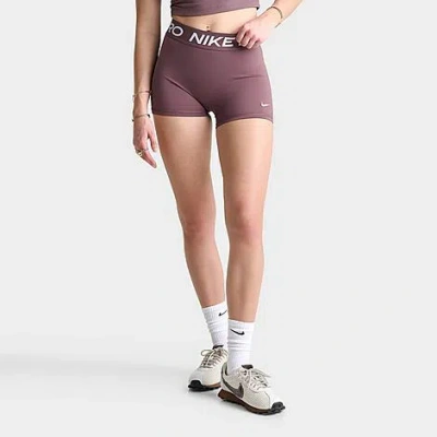 Nike Women's Pro Mid-rise 3" Biker Shorts In Burgundy