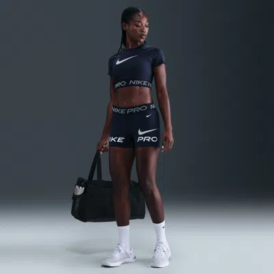 Nike Women's  Pro Mid-rise 3" Biker Shorts In Blue