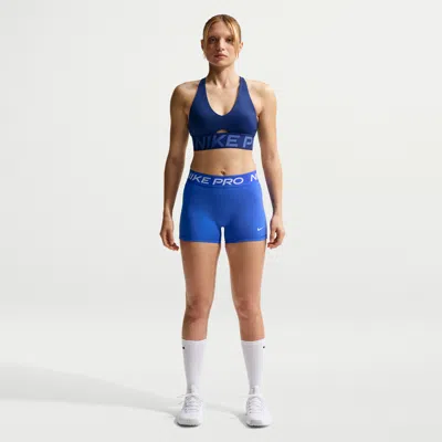 Nike Women's  Pro Mid-rise 3" Biker Shorts In Blue