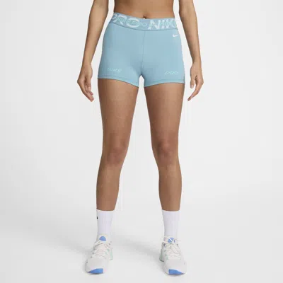 Nike Women's  Pro Mid-rise 3" Graphic Biker Shorts In Blue